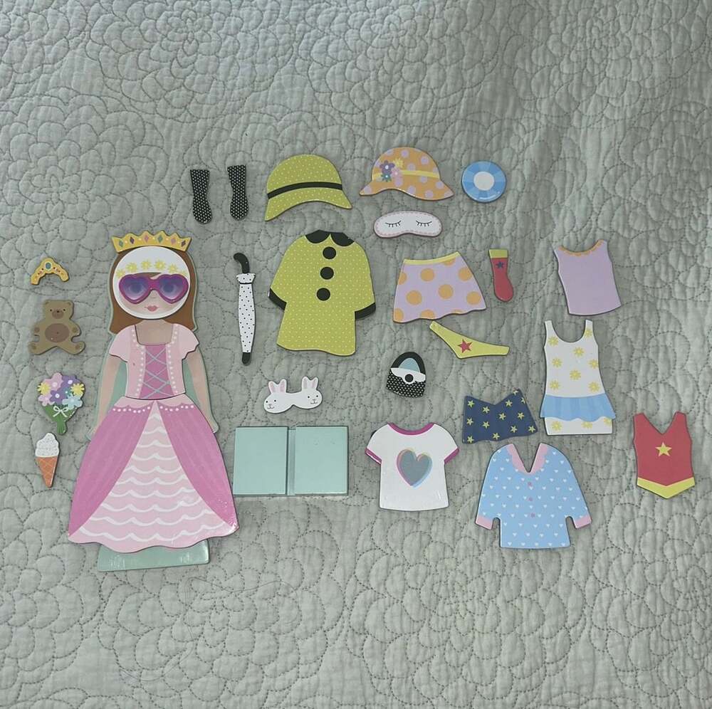 Melissa and Doug Magnetic Dress-Up Doll Set with Princess Figure and Outfits